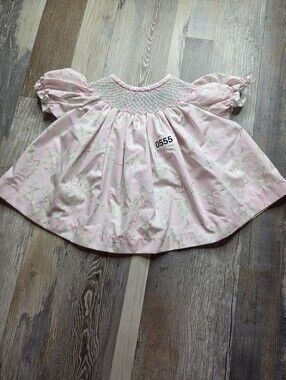 Classic Whimsy 9 Months Pink Floral Smocked Dress
